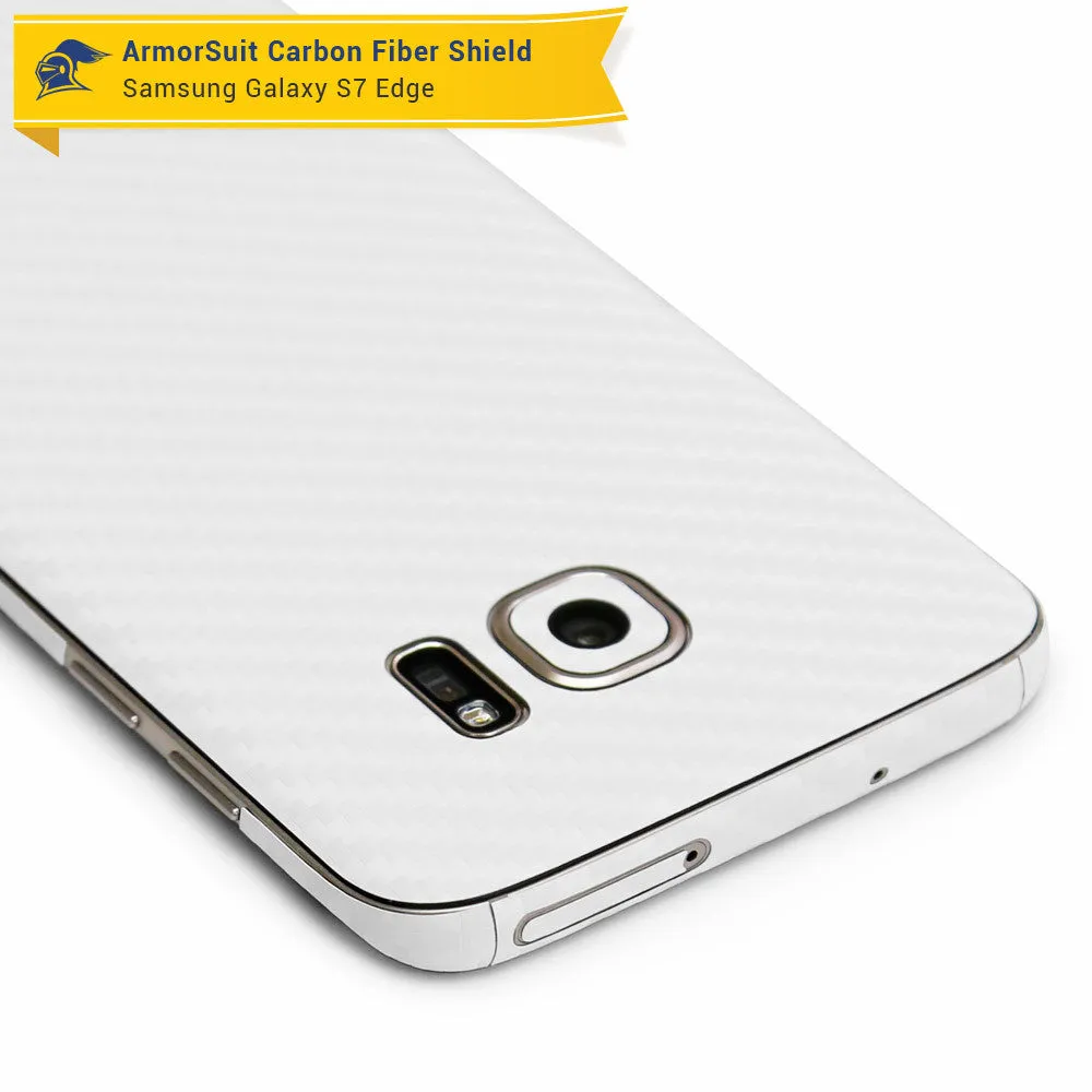 Samsung Galaxy S7 Edge Plus Screen Protector [Full Screen Coverage]   White Carbon Fiber Skin