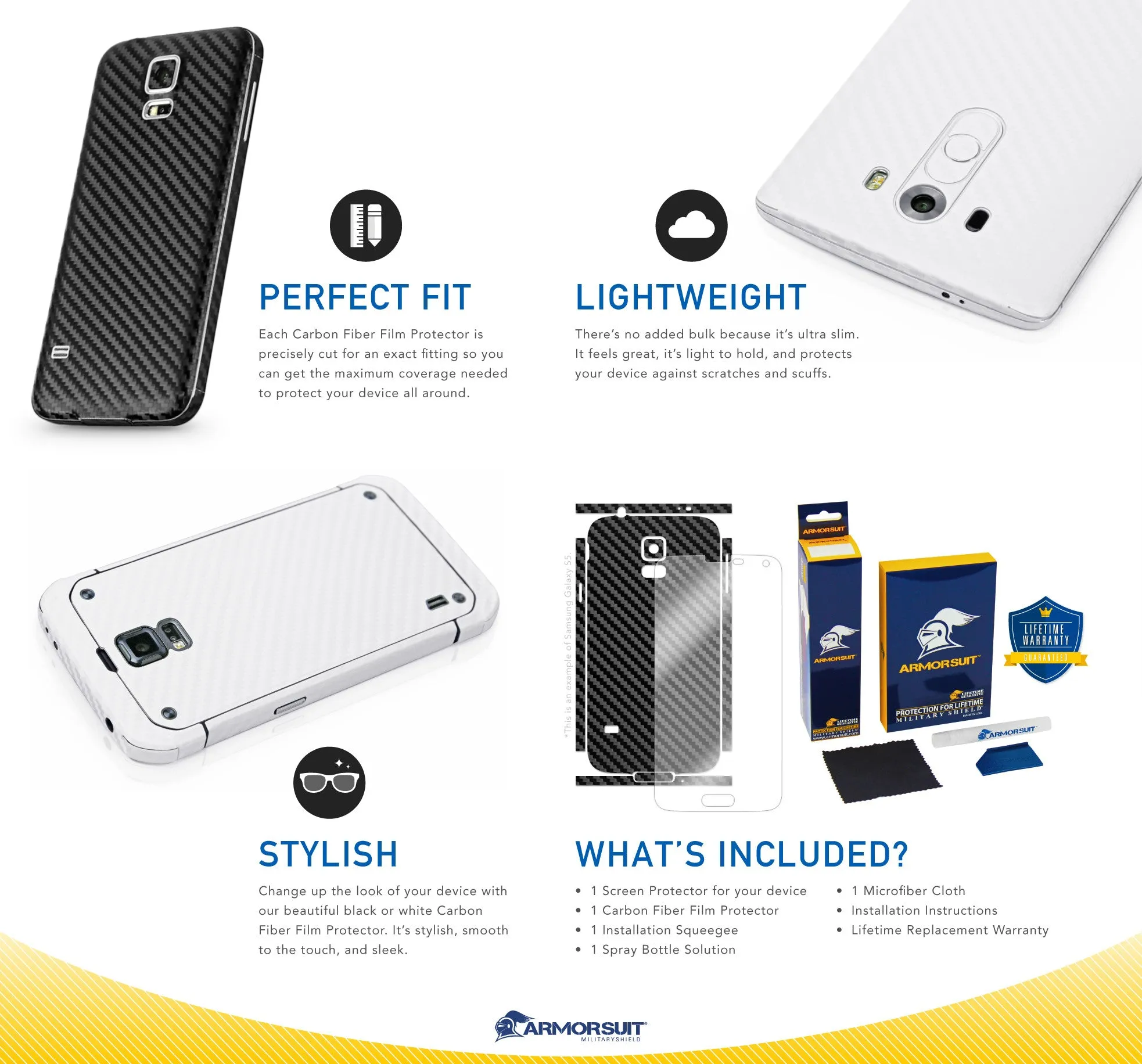 Samsung Galaxy S7 Edge Plus Screen Protector [Full Screen Coverage]   White Carbon Fiber Skin