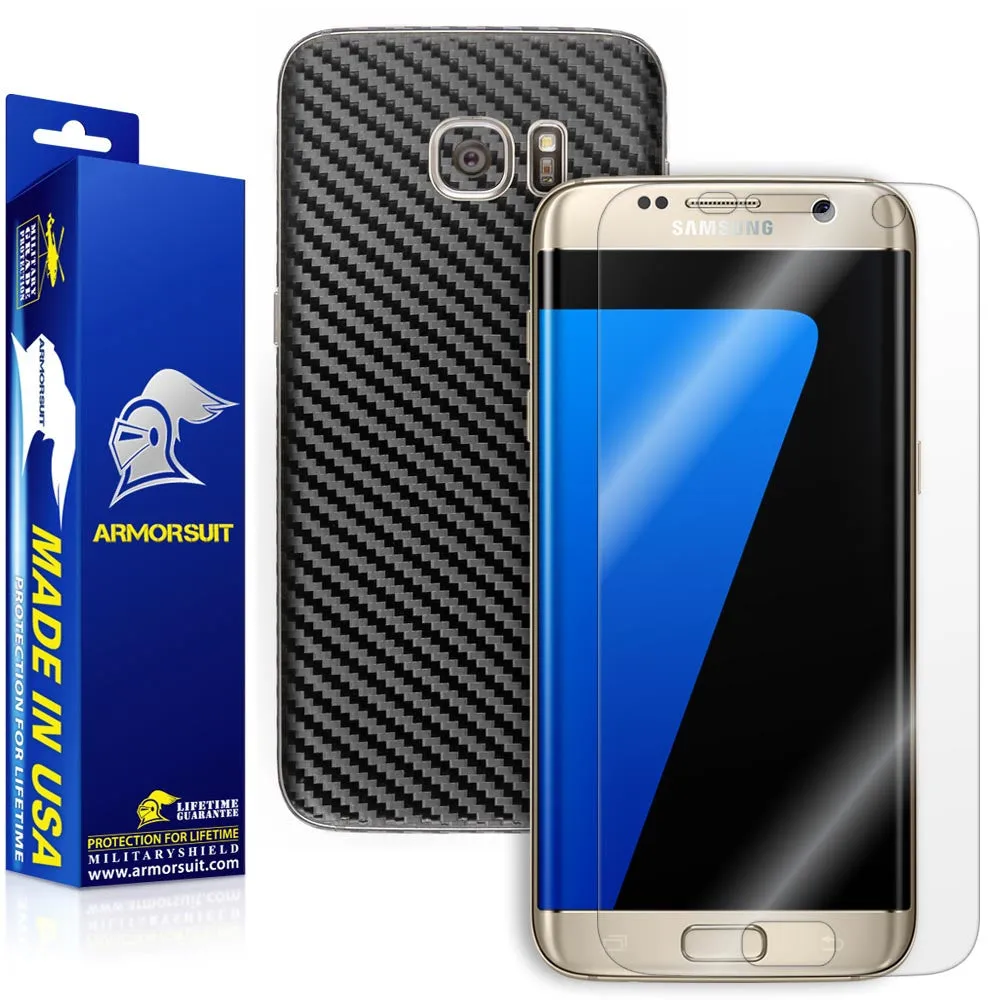 Samsung Galaxy S7 Edge Screen Protector [Full Screen Coverage]   Carbon Fiber Skin