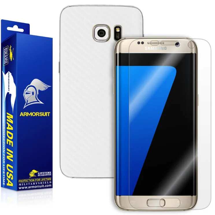 Samsung Galaxy S7 Edge Screen Protector [Full Screen Coverage]   Carbon Fiber Skin