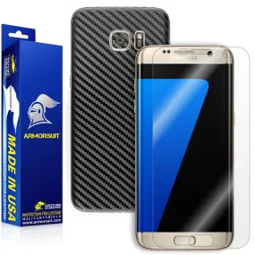 Samsung Galaxy S7 Edge Screen Protector [Full Screen Coverage]   Carbon Fiber Skin