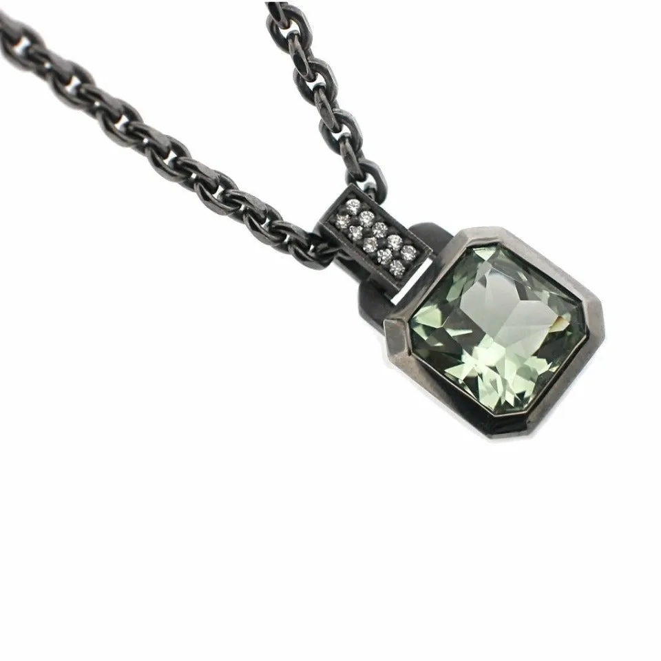 Series 20 | Oblique Sterling Pendant, Bl. Silver   10 mm Quartz or Topaz,  Dia.