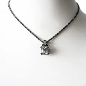 Series 20 | Oblique Sterling Pendant, Bl. Silver   10 mm Quartz or Topaz,  Dia.