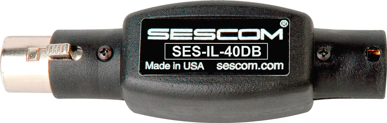 Sescom SES-IL-40DB XLR Male to XLR Female In Line Attenuator - 40db