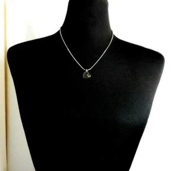 SOLD - NIB Christian Dior 18" Silver Heart Pendant Necklace