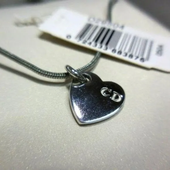 SOLD - NIB Christian Dior 18" Silver Heart Pendant Necklace