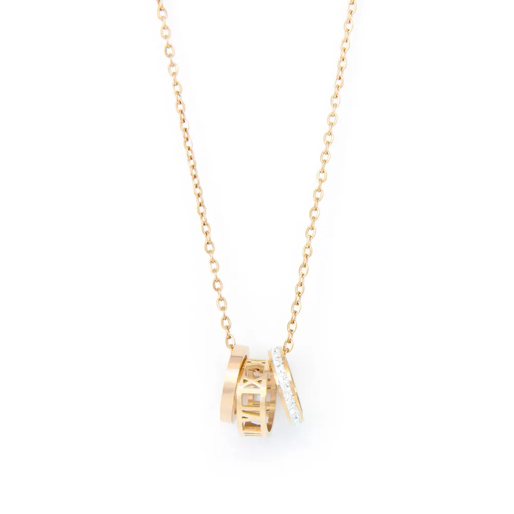 Stainless Steel Rose Gold 3pc Cylindrical Pendant