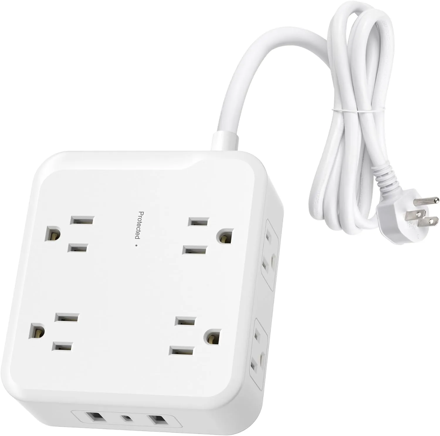 Surge Protector Power Strip with 3 USB Ports(1 USB C and 2 USB A),5 Ft Flat Plug Extension Cord with Multiple Outlets Bn-link
