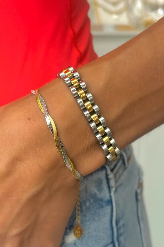 two toned watch band bracelet