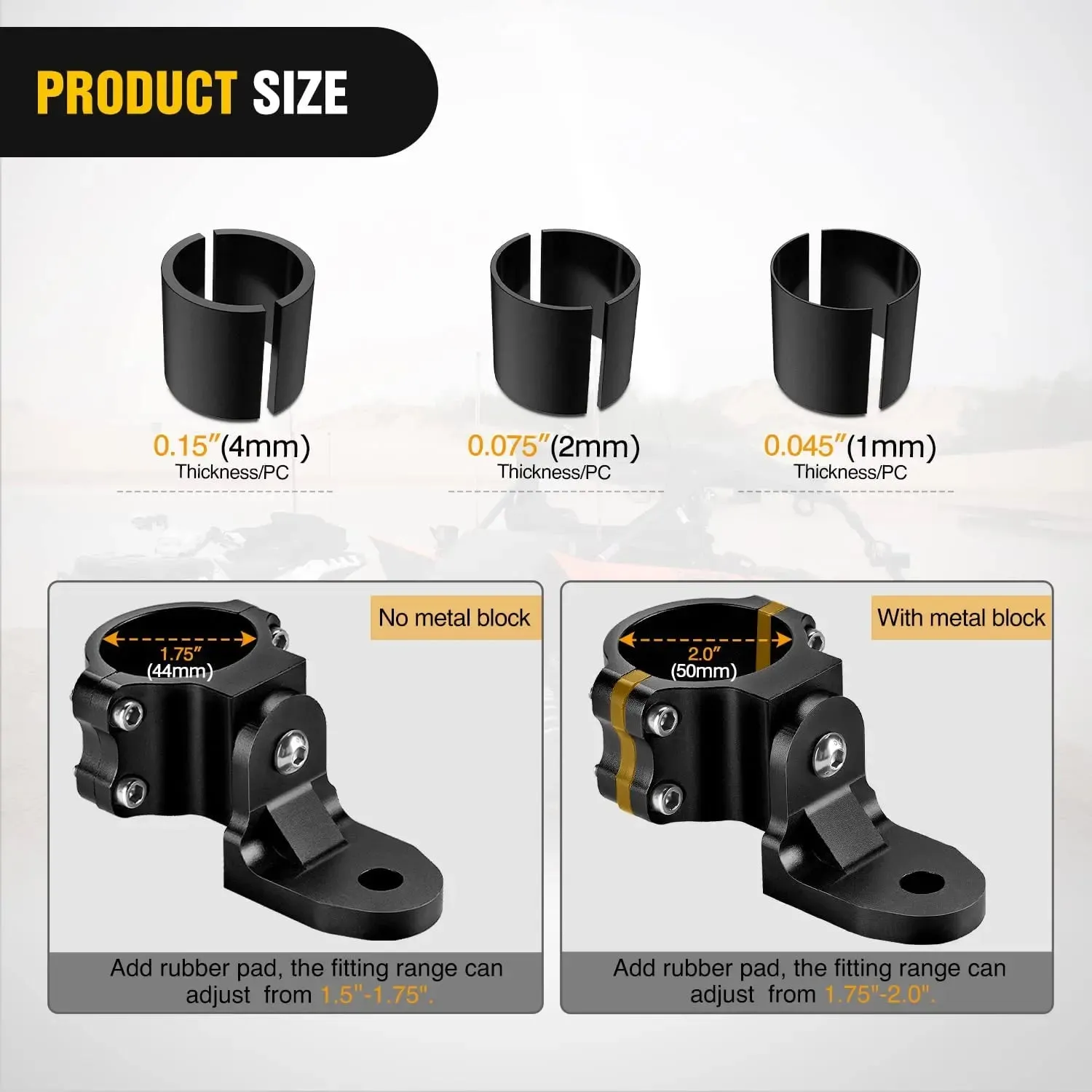 UTV Flag Antenna Mount Bracket 1.5in-1.75in | 1.75in-2in Round Roll Cage Black
