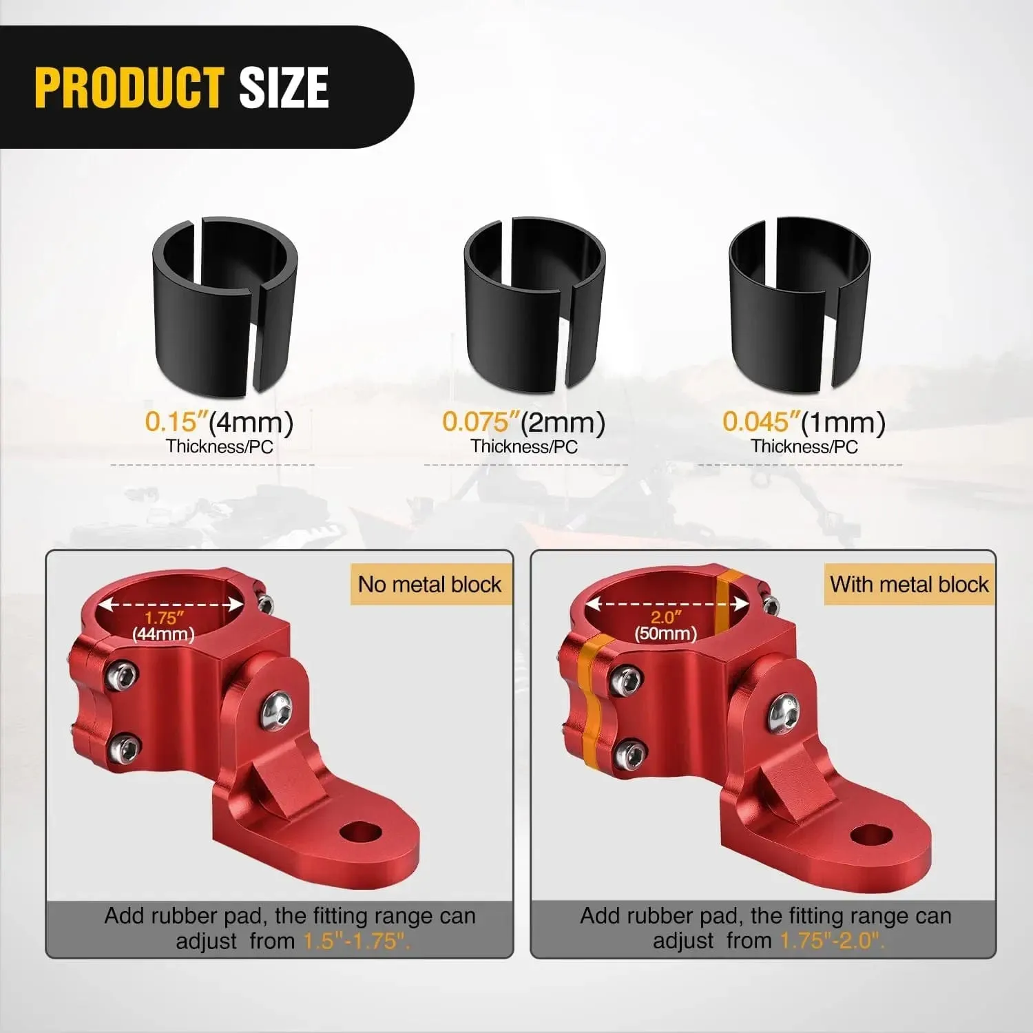UTV Flag Antenna Mount Bracket 1.5in-1.75in | 1.75in-2in Round Roll Cage Red