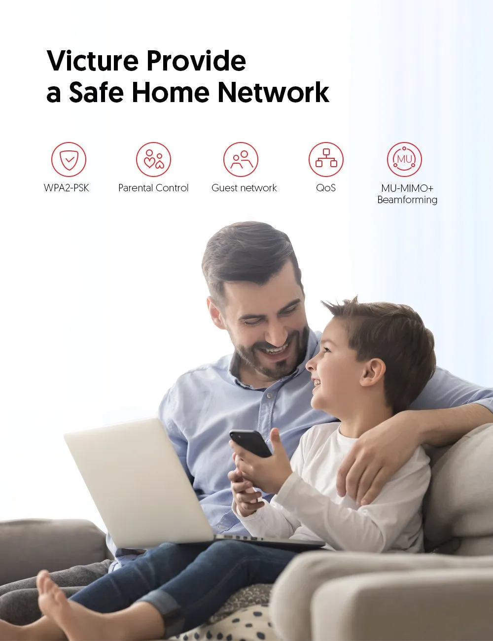 Victure MW312S Mesh WiFi System-Up to 2,000 Sq.ft. Coverage