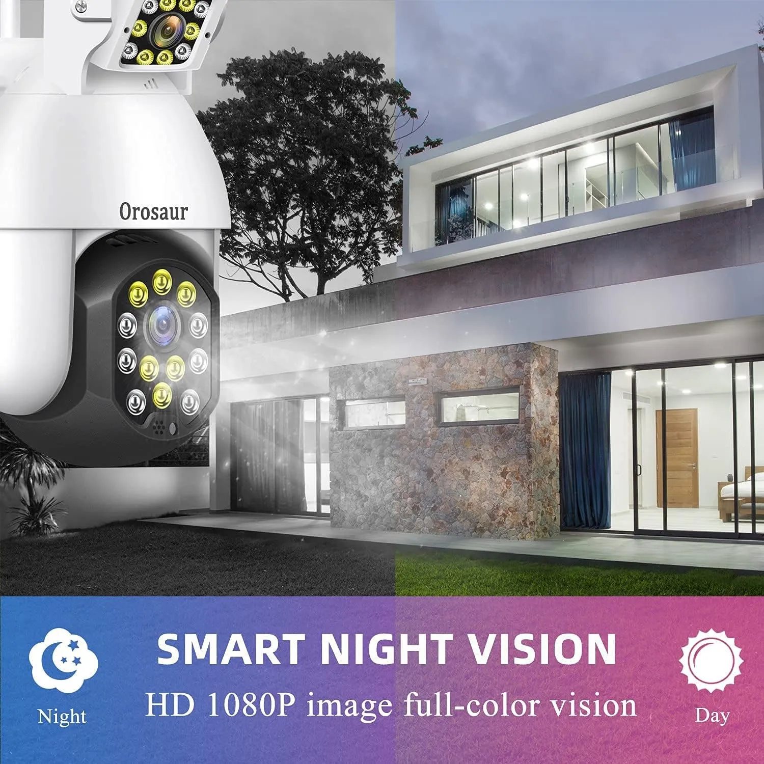 Wireless Security Camera Outdoor, 1080P Wifi 3MP IP Cameras with 2.4G Pan Tilt Waterproof IP66 Cloud Storage Color Night Vision Motion Detection 2 Way Audio Security for Home